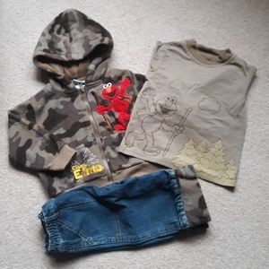12 mo Sesame Street Boys Outfit Camo Fleece